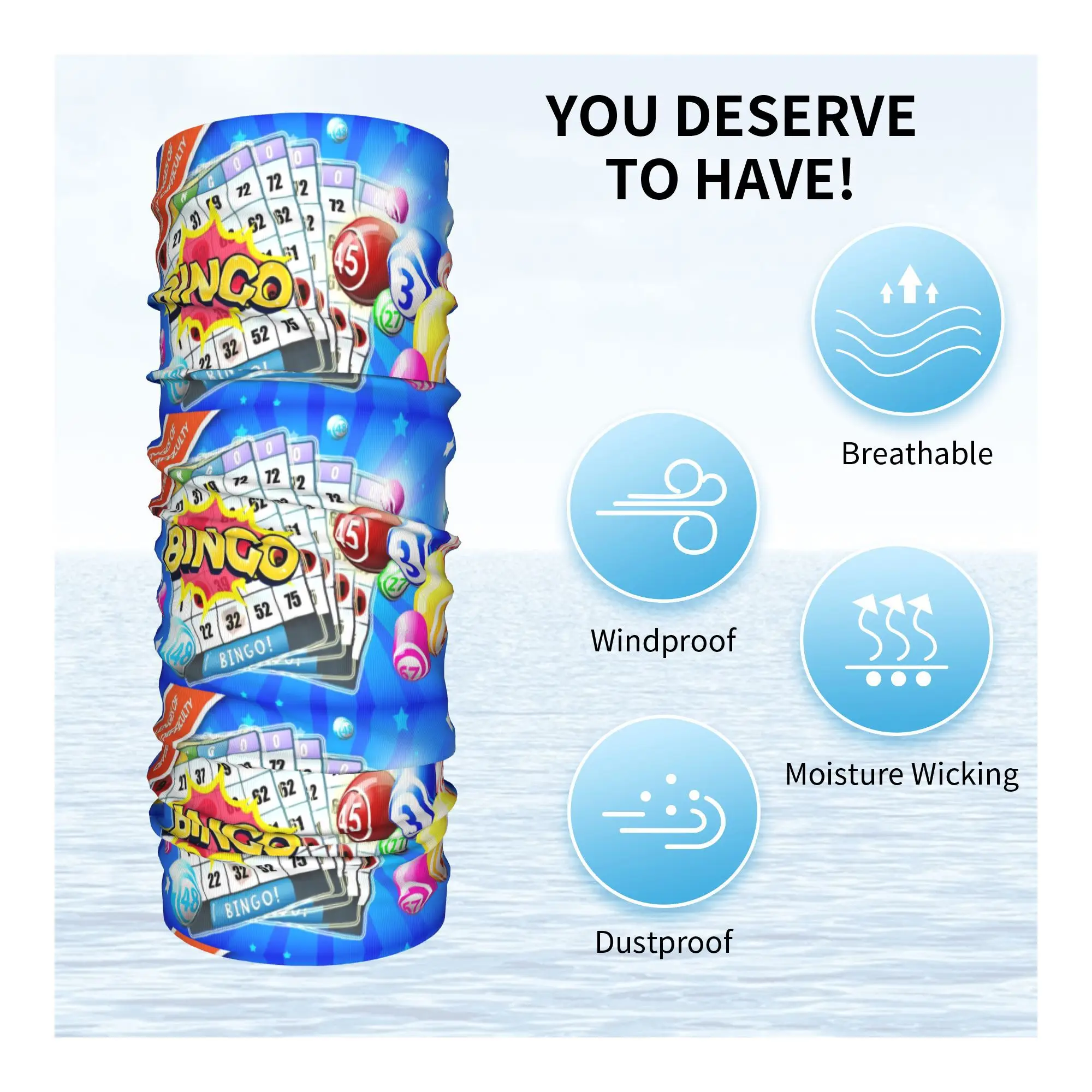 Robe Bingo Spiel Bandana Halsbedeckung Bedruckter Wickelschal Mehrzweck-Stirnband Wandern Angeln Unisex Erwachsene Winddicht