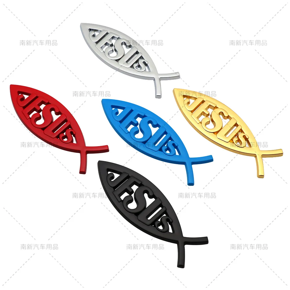 Car Styling 3D Metal Christian Jesus Fish Symbol Logo Decal Universal Car Body Window Truck Emblem Badge Decoration Sticker