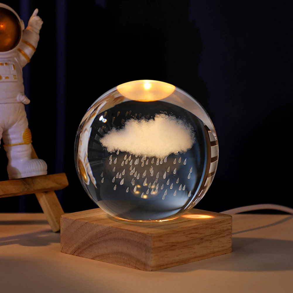 ฐานแสดงผลเรืองแสง 8 ซม. ฐานไฟกลางคืน LED ไม้พร้อมไฟ LED 6 ดวงสําหรับเดสก์ท็อปสํานักงานห้องนอน