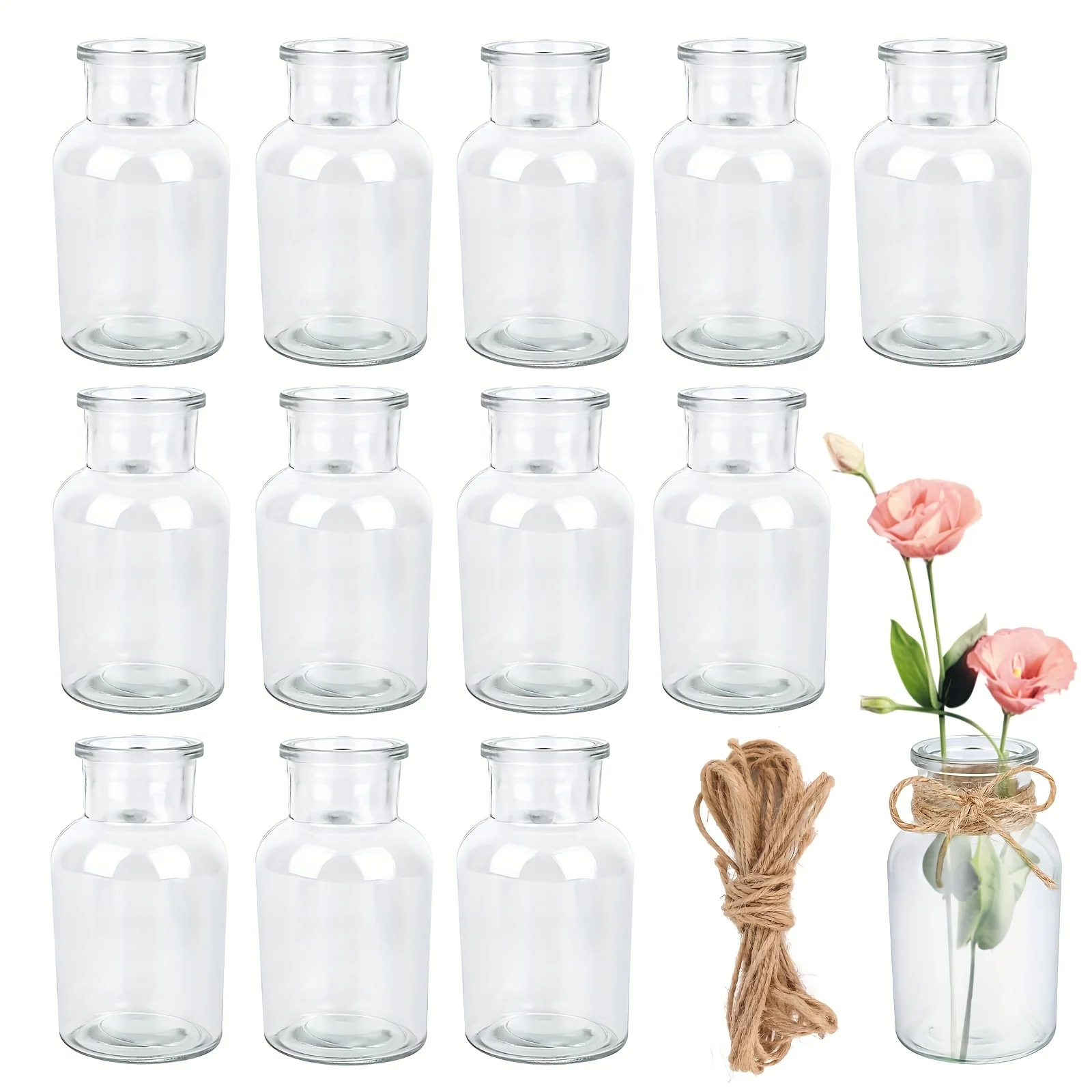 

Thickened Shatterproof Glass Vases, Mini Transparent Glass Vases for Desktop, Wedding, Birthday and Garden Party Decorations