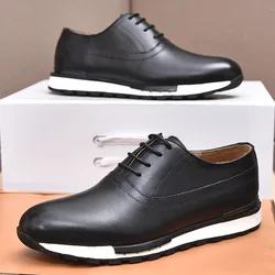 Men's Shoes Handmade Genuine Leather Lace-Up Flat Oxfords Outdoor Sneakers Business Office Casual Shoe For Men Plus Size 46