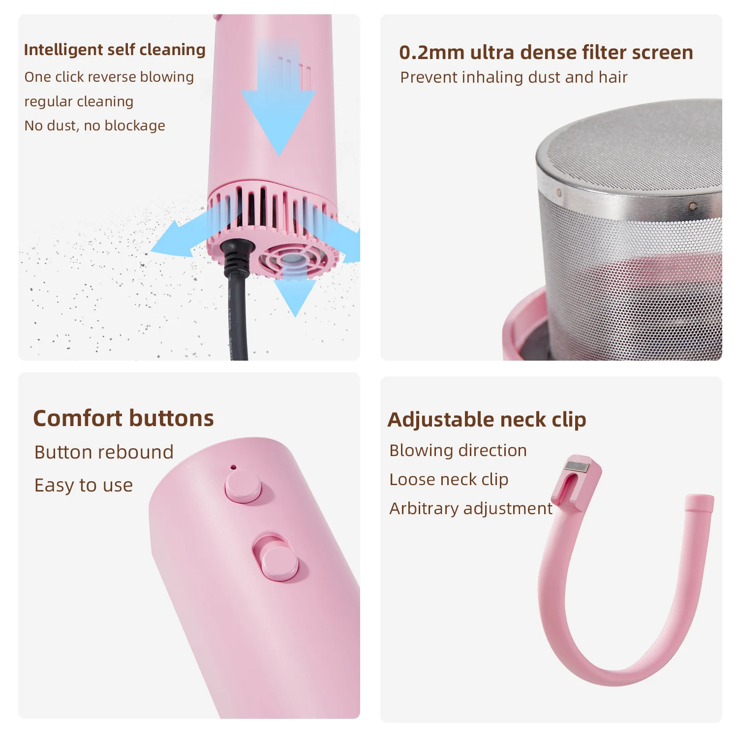 High Power Pet Hair Dryer Silent Neck Hanging Intelligent Portable Dog Hair Removal Machine Fast Hair Drying Pet Products