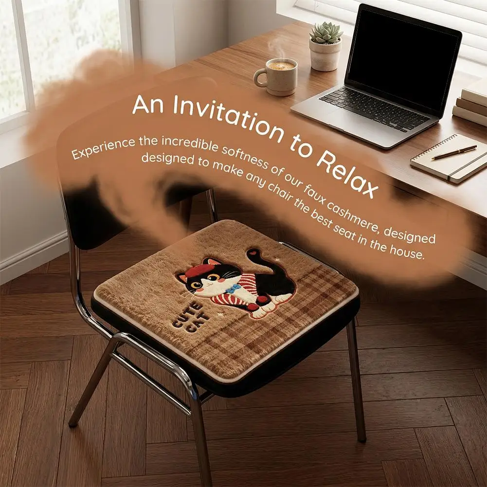 Cartoon Imitation Cashmere Dining Chair Cushion Soft Wear-Resistant Home Office Student Seat Cushion Cool Resistant