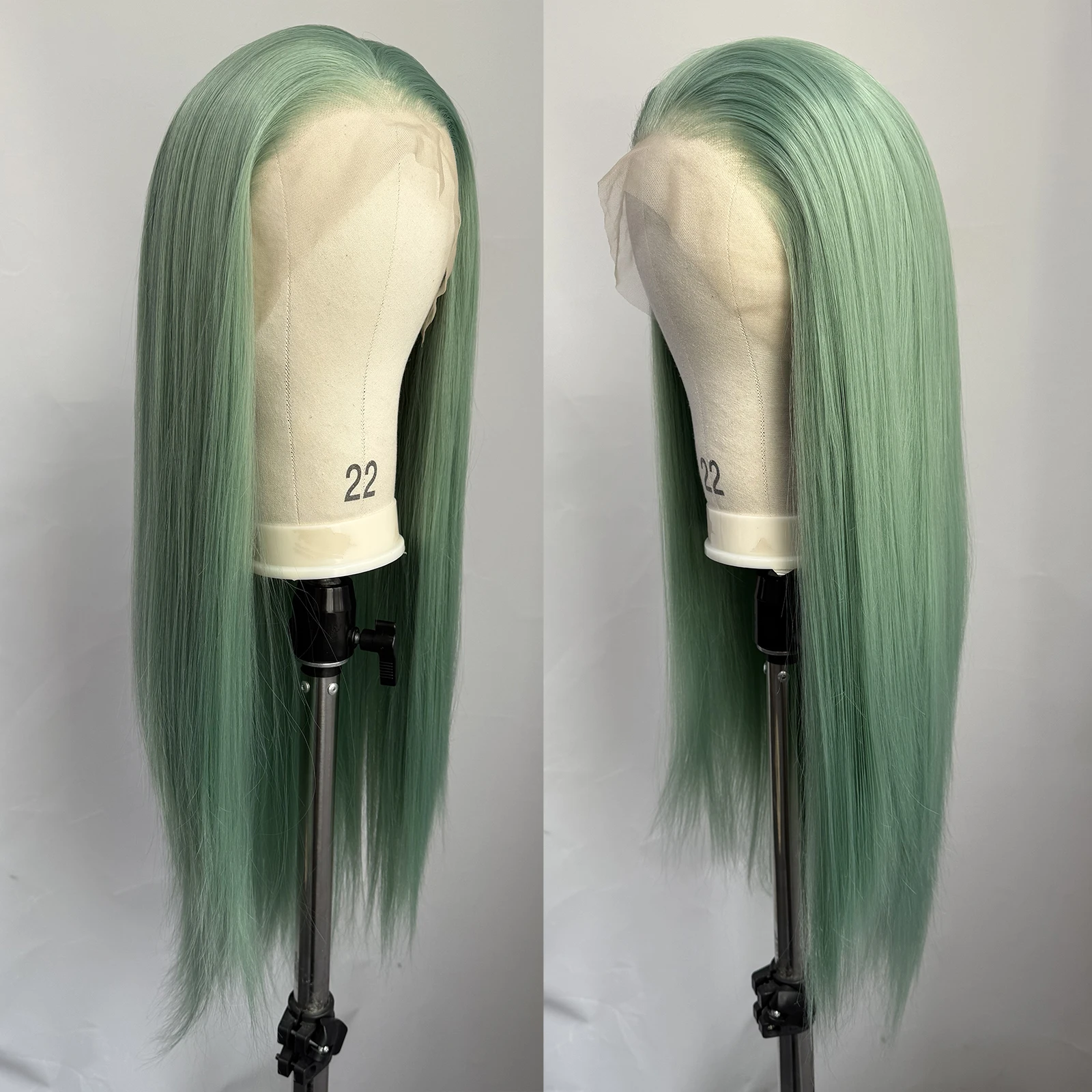 Mint Green Wig Straight Synthetic Lace Front Wig Platinum White Long Silky Straight Synthetic Hair Lace Wigs for Women Glueless