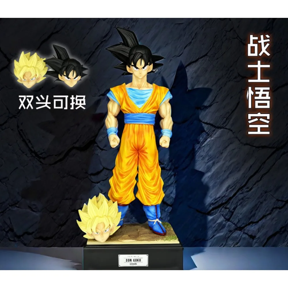 Dragon Ball Son Goku Action Figures Double Headed Interchangeable Desktop Statues Ornaments Anime Peripherals Garage Kit Gifts