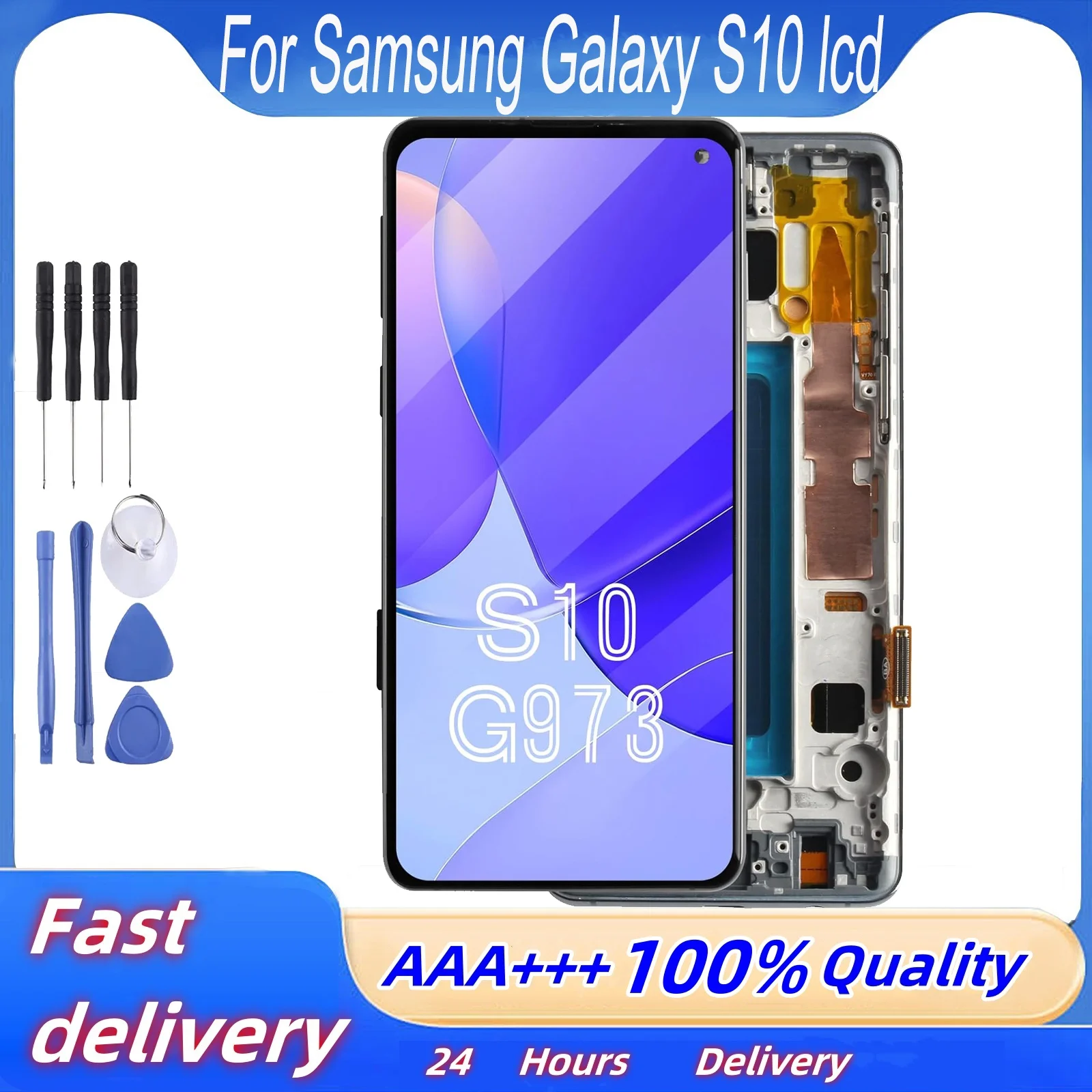 

S10 AMOLED Quality Screen for Samsung S10 G973, G973F, SM-G973F,SM-G973U Lcd Display Touch Screen with Frame Digitizer Assembly