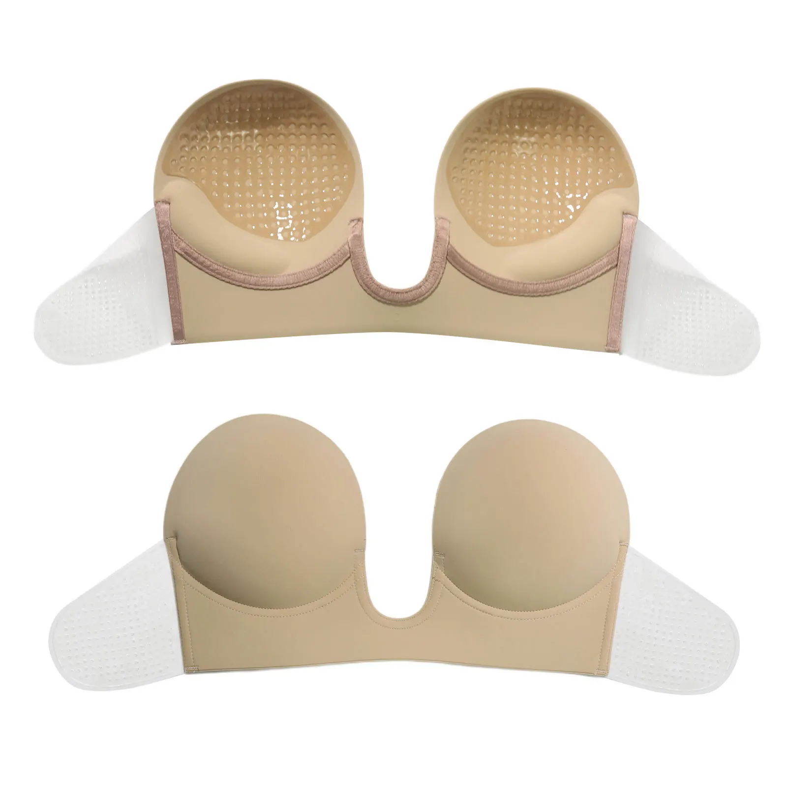 

One-piece Invisible Bra Nylon/Cotton Transparent Side Wing Strapless Deep U Sexy Breathable Combo Bridal Wedding