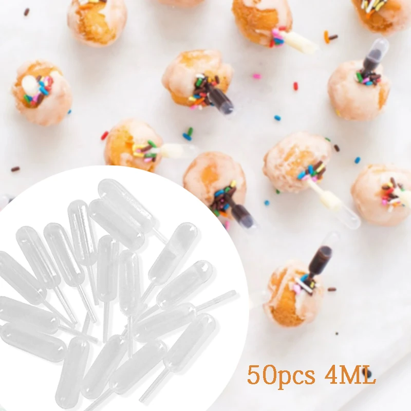 4ml 50pcs Sauce Droppers For Cupcakes Ice Cream Sauce Ketchup Pastries Macaron Stuffed Dispenser Mini Squeeze Transfer Pipettes