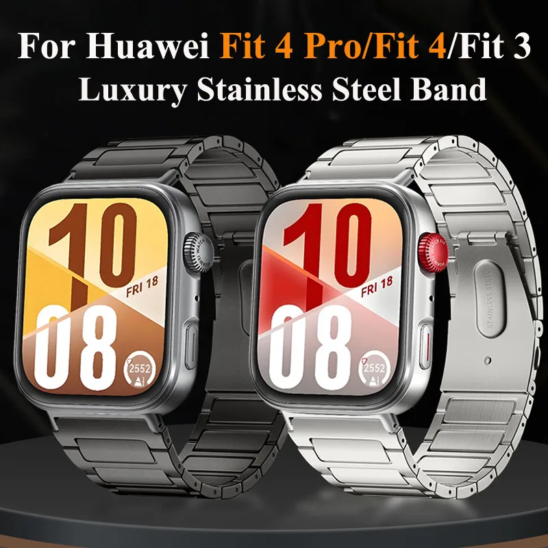 Luxus-Edelstahlarmband für Huawei Watch Fit 4 Pro Metall Quick Fit Armband Correa für Huawei Watch Fit 4 Fit 3 Uhrenarmband