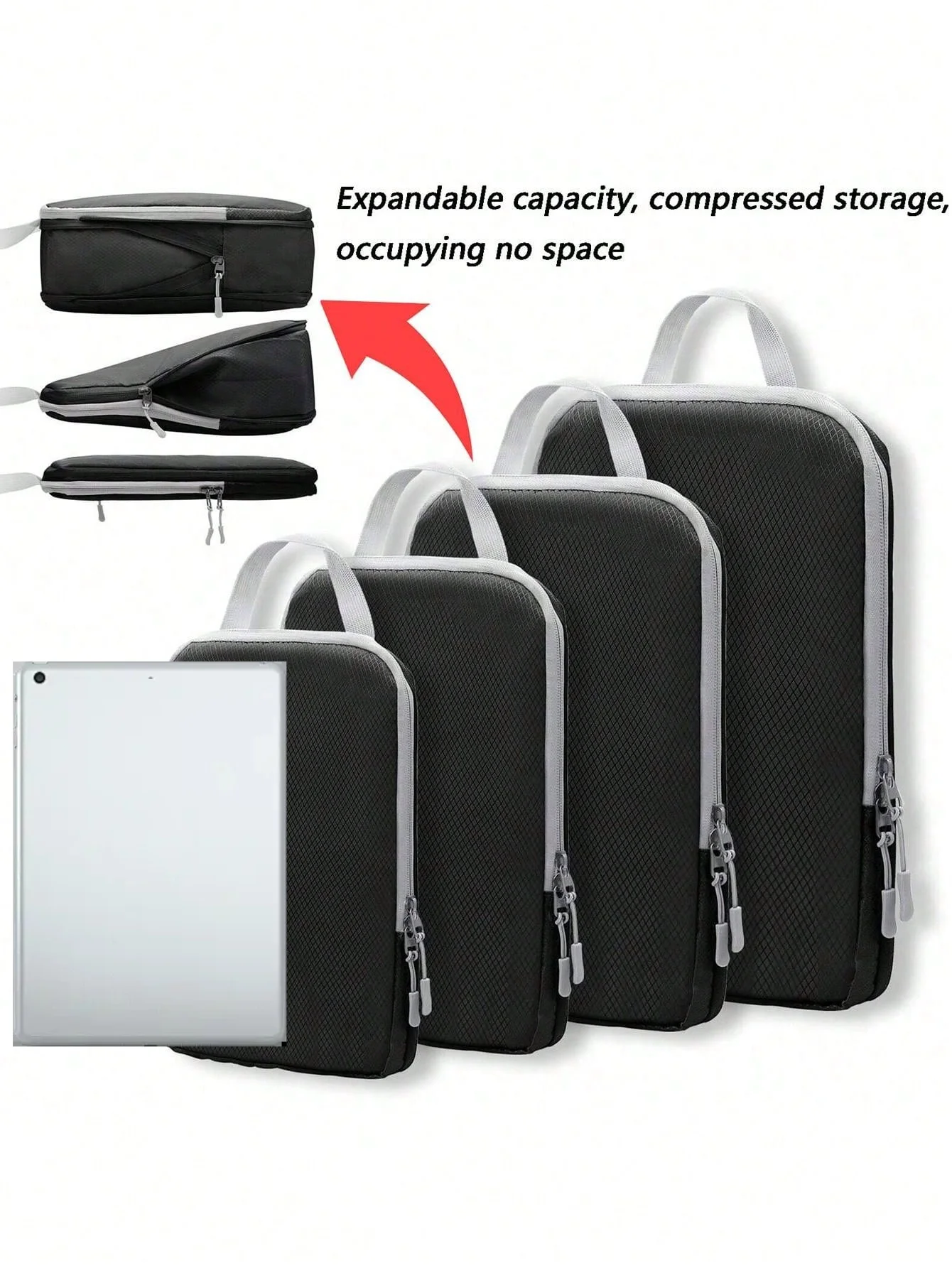 Set/6 Stück komprimierbare Verpackung Reise Aufbewahrungstasche Würfel wasserdichter Koffer Nylon tragbar mit Handtasche Gepäck Organizer Ryanai – Detail 10