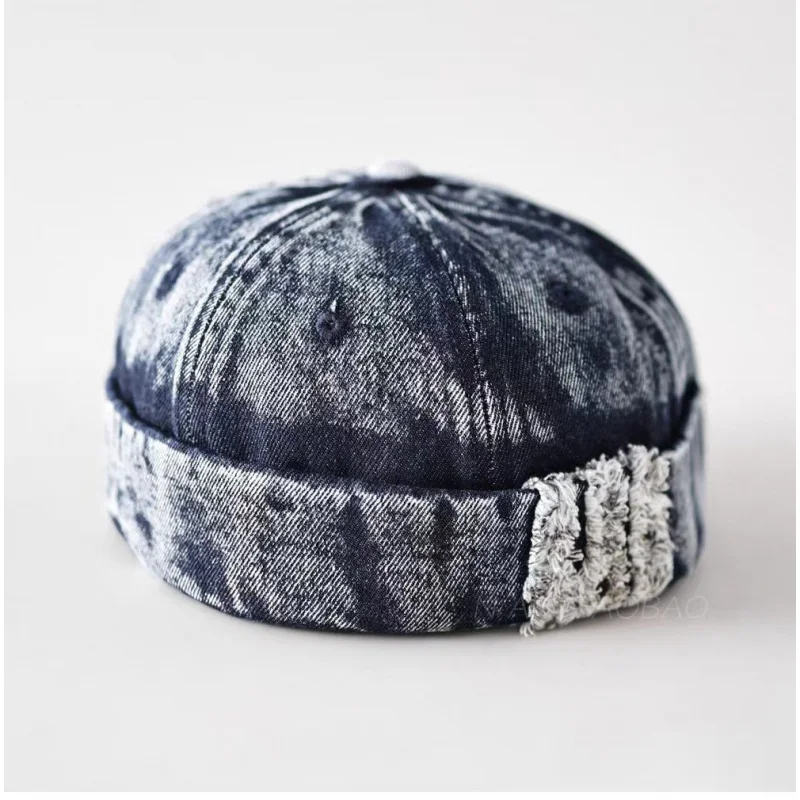 Ruffle-brim denim hat for men and women, fashionable, unique, trendy, versatile hip-hop docker hat