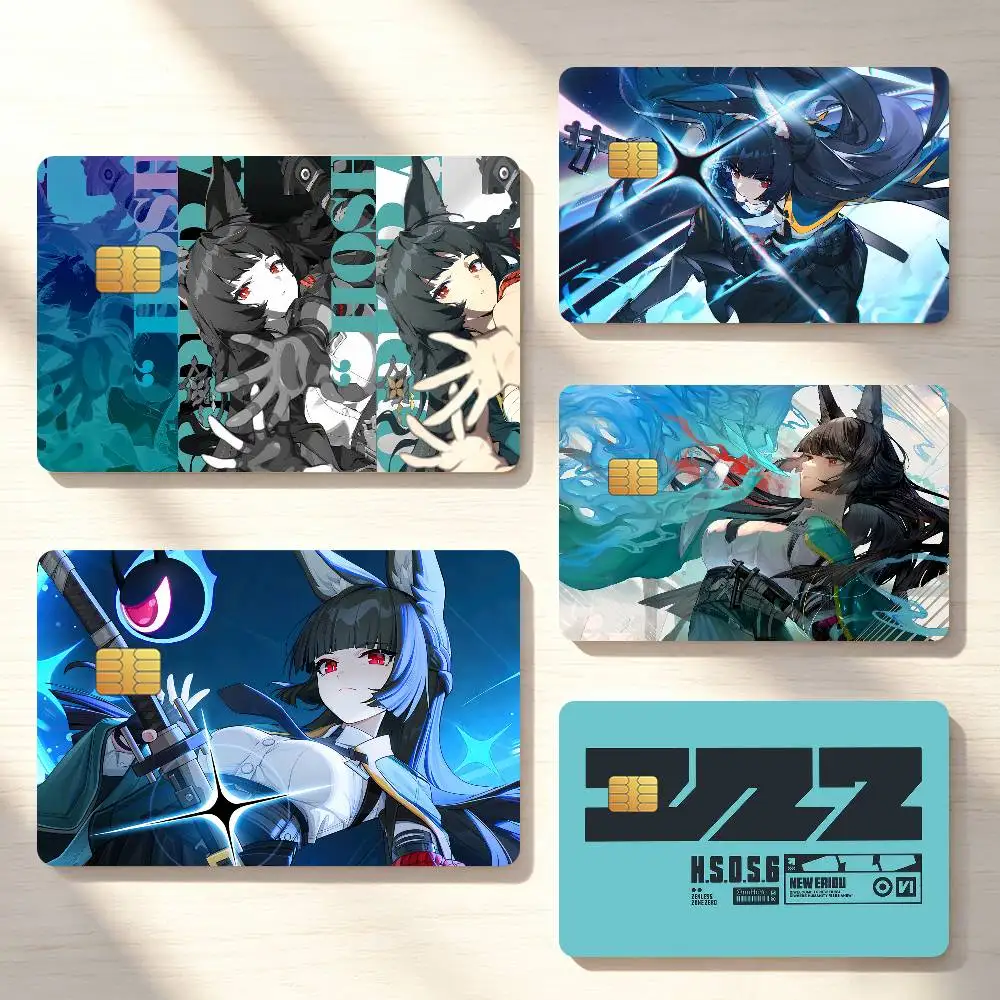 Zenless Zone Zero Hoshimi Miyabi Credit Card Skin Stickers For Bank Bus Metro Cards Waterproof Anti-Scratch Gift 4PCS