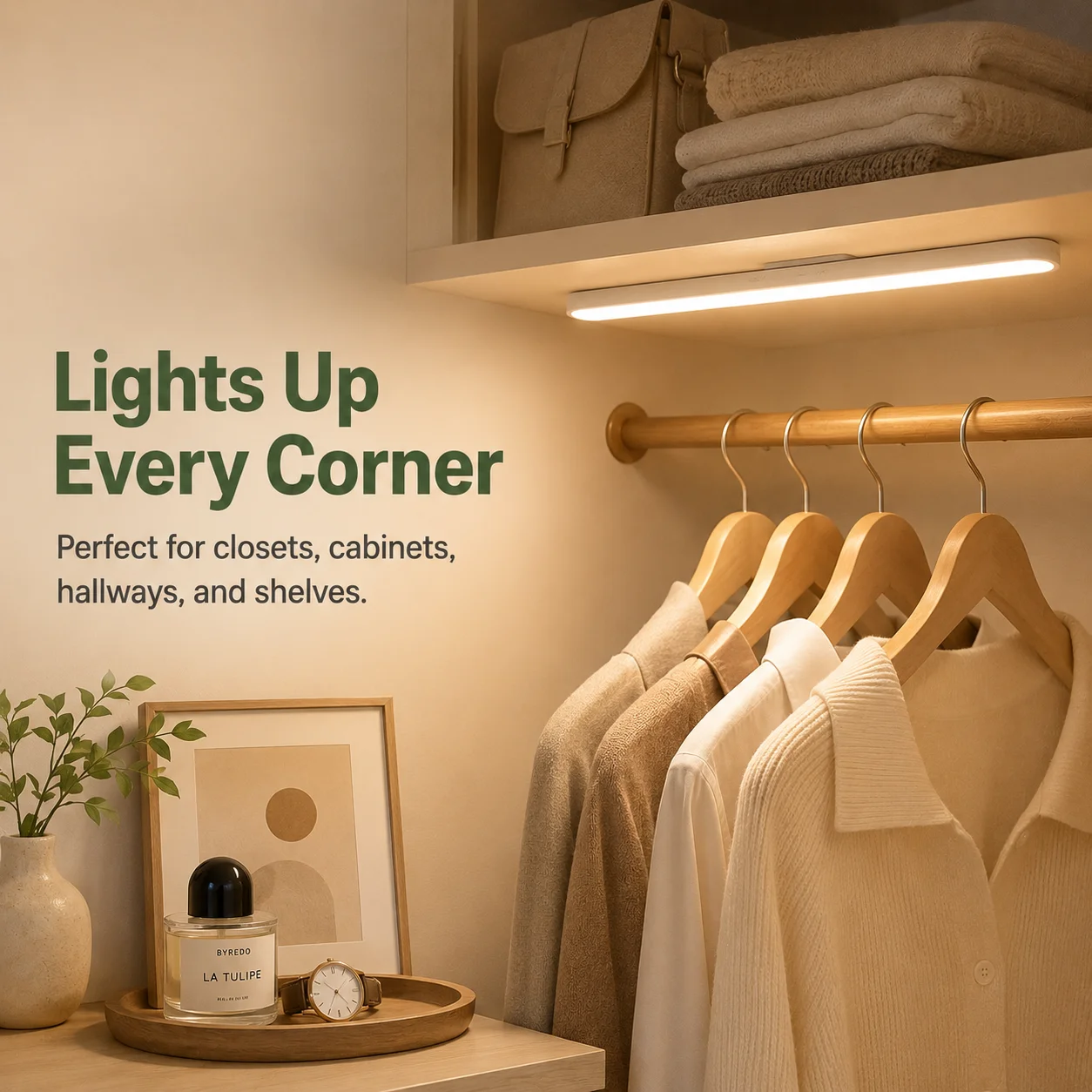 42cm LED Under Cabinet Light USB Rechargeable Magnetic Closet Light with Remote Control Dimmable 3 Color Modes image 5