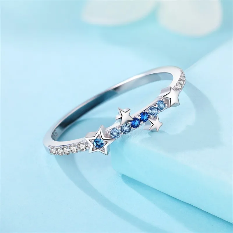 MISEFF 2025 Original Real 925 Sterling Silver Gradual Change Star Rings For Wedding Engagement Birthday Silver Jewelry Gift