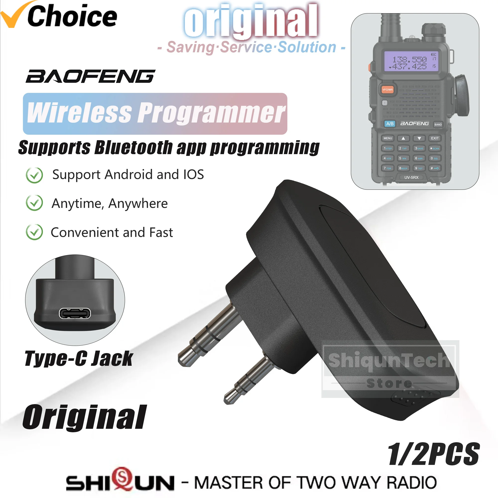 Baofeng Walkie Talkie Wireless Programming Adapter Original Bluetooth APP Programmer Compatible With DM-32UV UV5R BF-1909D Radio