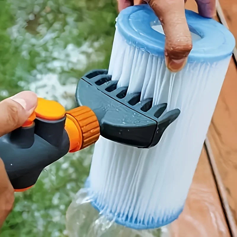 Portable Pool Filter Cleaning Brush with Ergonomic Orange Grip, Durable Plastic Handle for Easy Maintenance & Swimming Pool Care