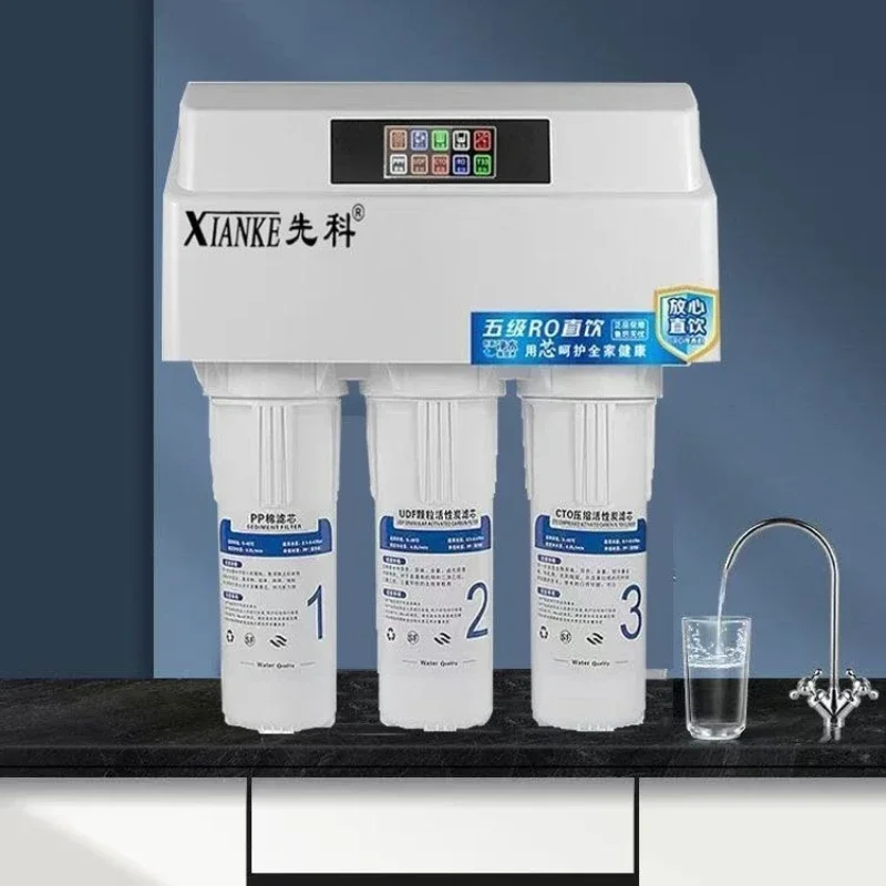 

Бытовая кухня, 5-ступенчатая фильтрация, высокий поток 400–800 г, машина для производства чистой воды обратного осмоса RO для прямого питья