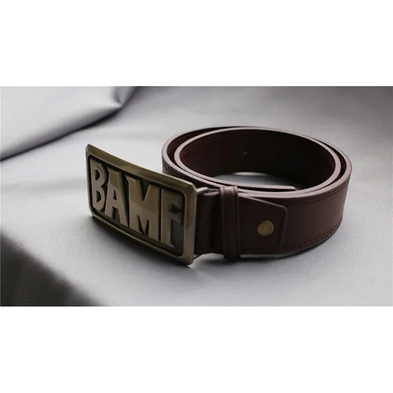 Regarde sur Mccree Cos Cowboy Métal Cuivre Bamf Structure avec Ceinture en Cuir pour Hommes, Garçon Cosplay Costume Ceintures, MN8