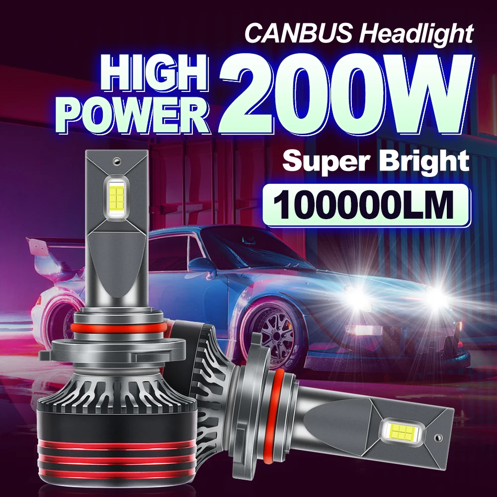 

6000K H7 LED Headlights 200W 100000LM Heallamp Super Bright H1 H4 H8 H9 H11 9005 HB3 9006 HB4 9004 H13 Light Bulbs Car Fog Lamps