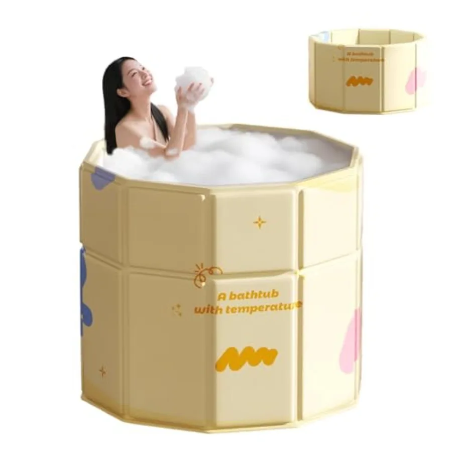

Porble Step-In nd Batub for Adults No Insllation 3.5"L x 27."H Foldable SoakinBa Tub for Shower Sll Cold Plunge Collsible Hot I