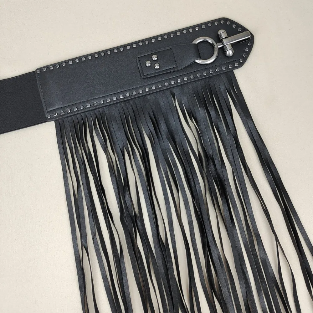 Ремень с преувеличенными заклепками из сплава, винтажный пояс с кисточками в стиле хип-хоп, джинсовый декор, черный пояс в стиле панк, уличная одежда