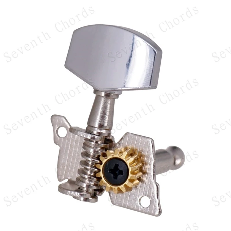 Um conjunto de 6 peças de botão quadrado cromado, engrenagem de abertura, afinadores de guitarra, chave, cabeça de máquina para peças de guitarra acústica