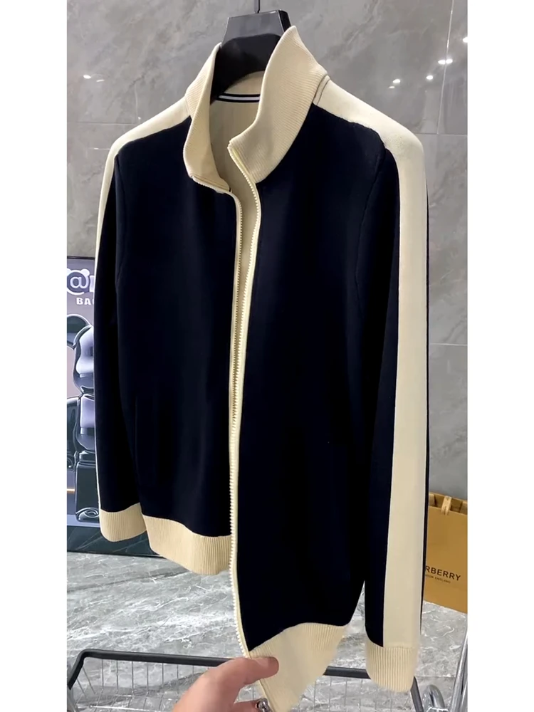 

Faionable Zipper Knitted Slim Fit Stand Collar Cardigan for Men Autumn Winter High End Feel Color Blo Men's Sweater Jaet