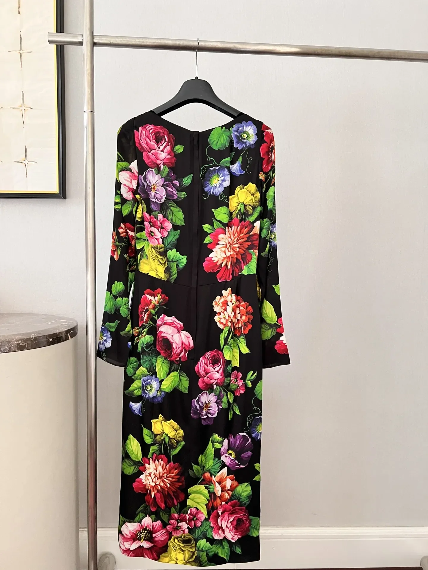 2022 new silk positioning printing double bridge satin dress in autumn and winter Sicily High Quality Sexy Luxury Brand