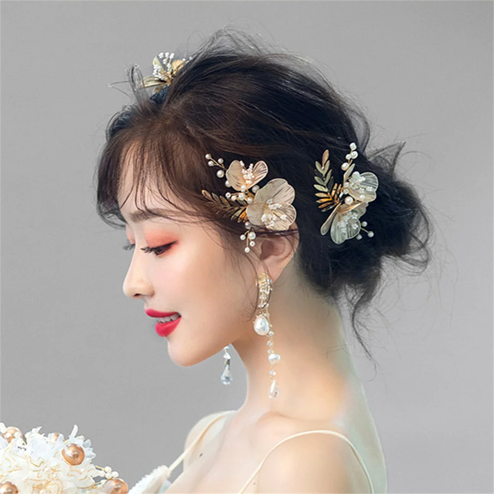 Bridal Headwear Wedding Hair Accessories Flower Headband Wedding Hair Jewelry Prom Hair Vine Gold/Silver Color Flower Tiara ML