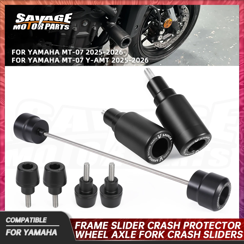 

Защита рамы MT07 2026 (слайдеры) для мотоцикла Yamaha MT07 Y-AMT: защита задней оси, вилки, рамы и обтекателей, винты крепления