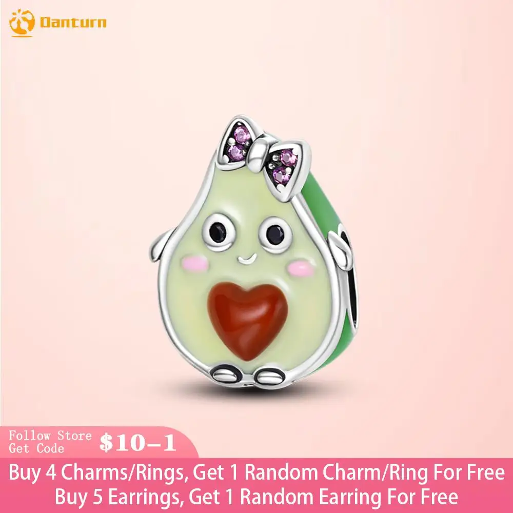 

Danturn 925 Sterling Silver Beads Avocado Girl Charm fit Original Pandora Bracelets Fashion Women Jewelry