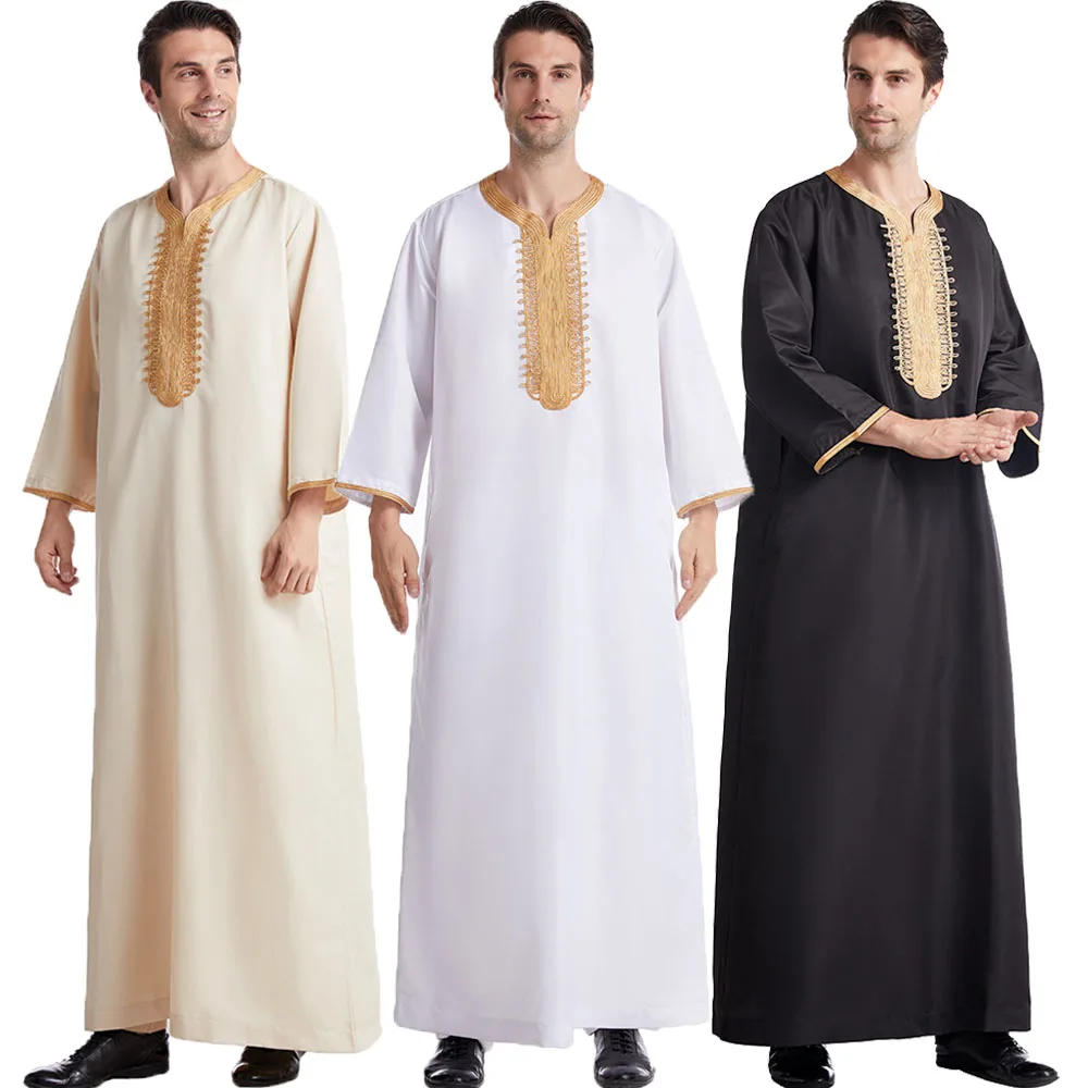 

Islamic Men Robe Muslim Turkey Jubbe Thobe Thoub Saudi Arabic Traditional Kaftan Abaya Dubai Dress Eid Ramadan Clothing Abayas