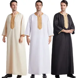 Jubbe Thobe Muçulmano para Homens, Túnica Islâmica, Turquia Thobe, Árabe Saudita, Kaftan, Vestido Abaya Dubai, Vestuário Eid Ramadan, Vestido Dubai