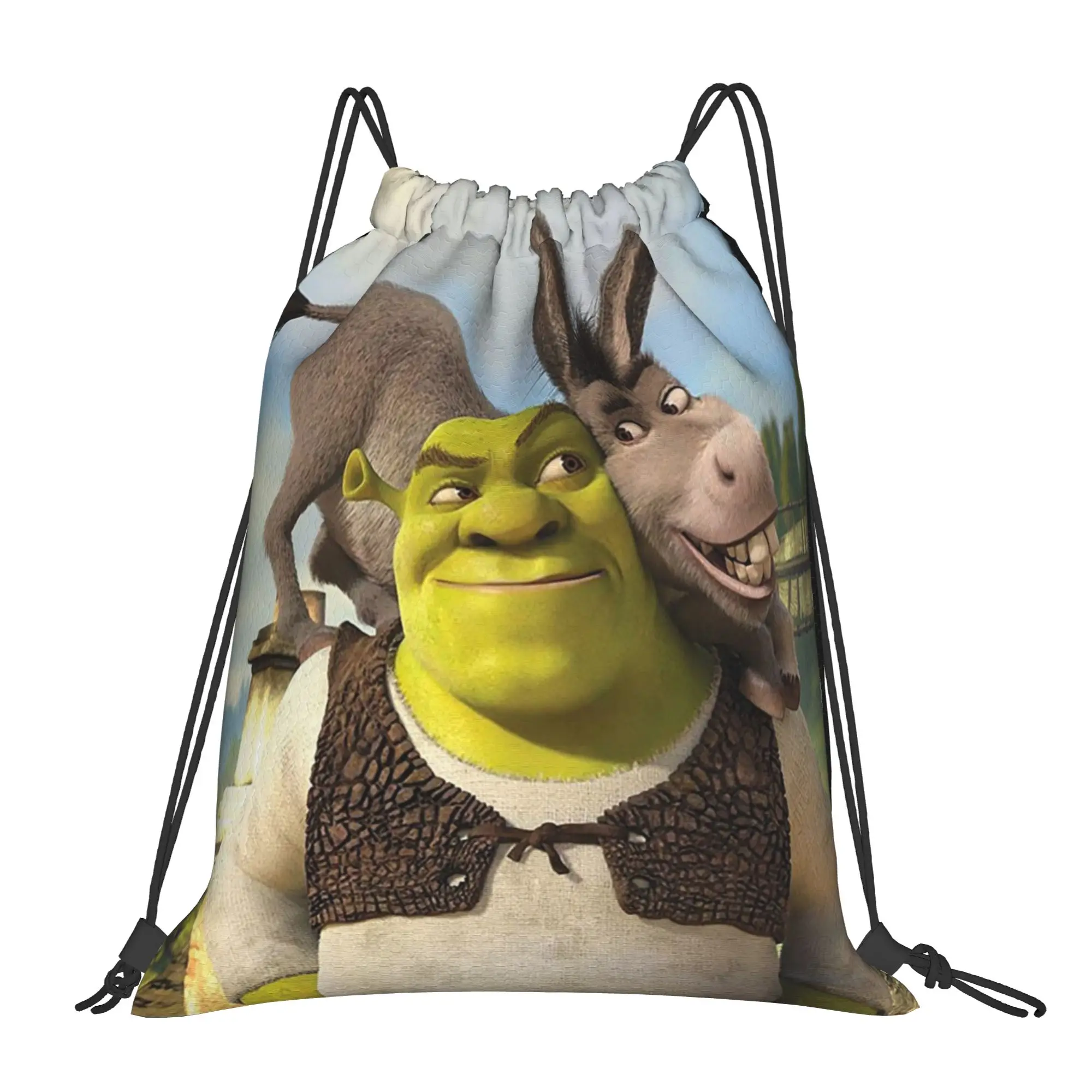 Shreks Angry Donkey Drawstring Backpack Sports Gym Sackpack Water Resistant Anime String Bags for Hiking 36cm (W) x 43cm (H)
