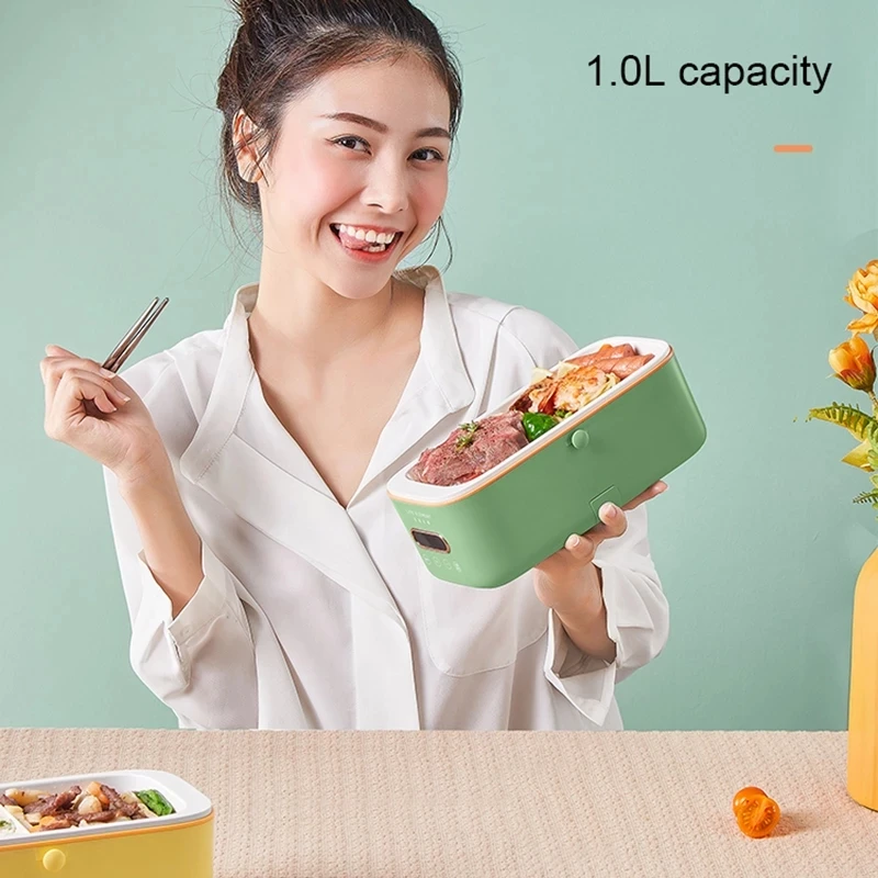 300W Electric Lunch Box Smart Appointment Rice Cooker Pot Mini Multicooker Ceramic Liner Water-free with Digital Display 1L