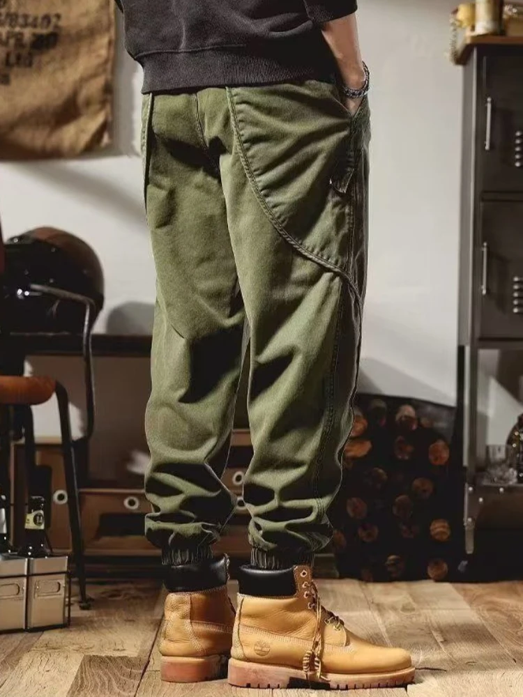 Winter Men's Thick Thermal Cargo Pants with Fleece Lining Loose Fit Harem Cuffed Trousers Casual Fashion Street Style
