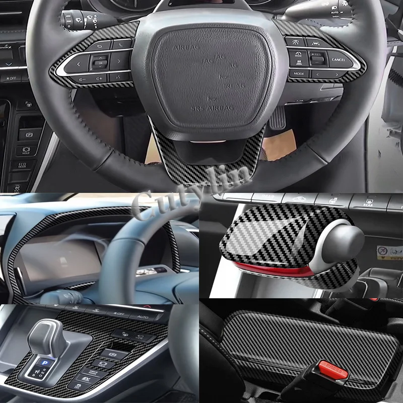 For Toyota Voxy Noah 90 Series 2022 2023 2024 Carbon Fiber Gear Shift Panle Door Handle Window Rise steering wheel button cover