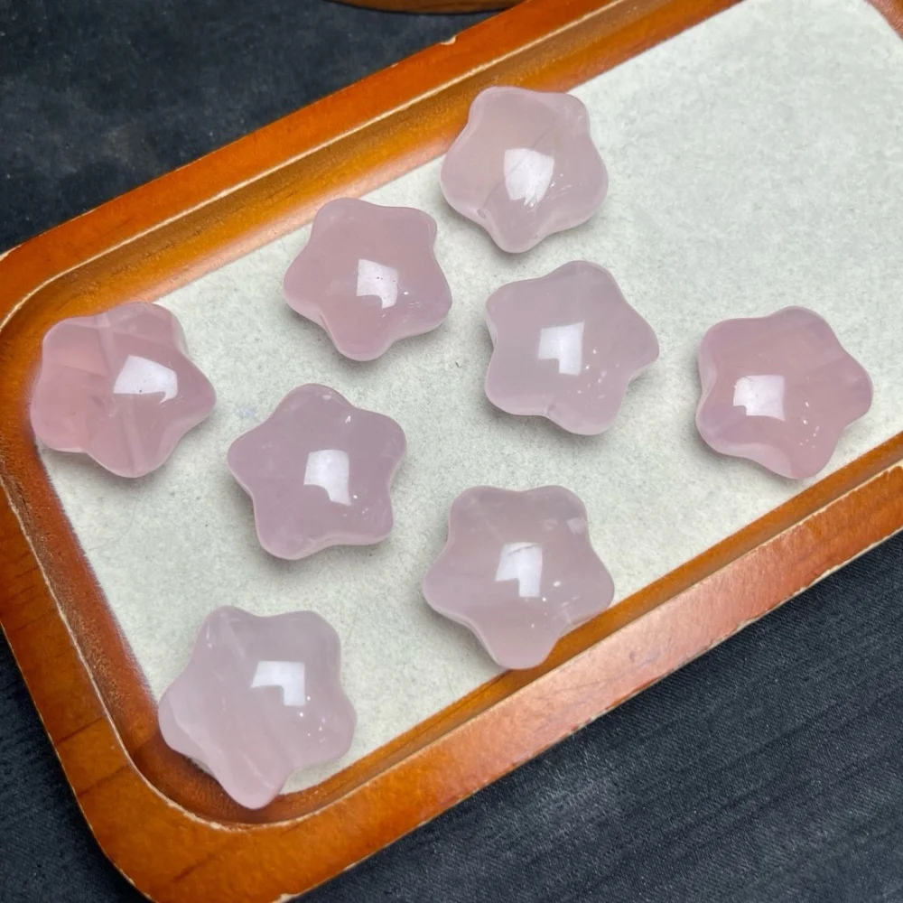 4PCS 20mm Natural Rose Quartz Star Carving Crystal Reiki Healing Jewelry Pendant Cute Rock Decoration for Gift