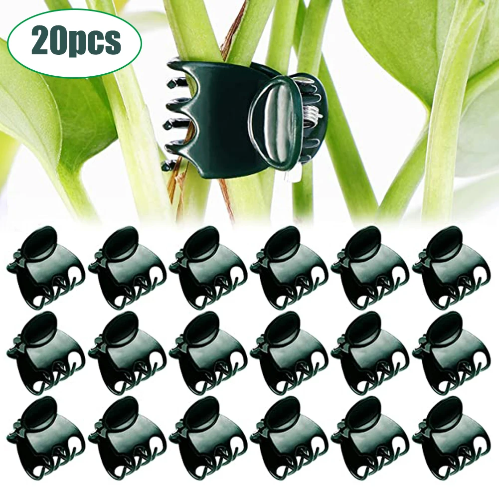 

20pcs 6-Claw Dark Green Plant Clips Orchid Flowers Support Clamp Climbing Vine Stem Clasp Tied Bundle Branch Garden Tool