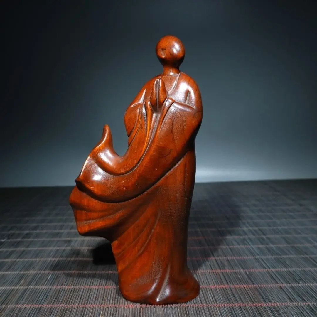 Hand Carved Wood Buddhism Faceless Monk Statue Figurine Desktop Ornaments Home Decoration Crafts Tea Pet Decor