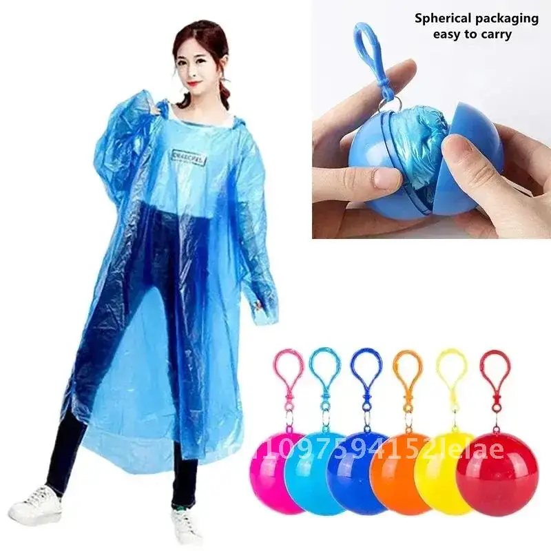 

3-piece portable disposable raincoat keychain compression ball adult outdoor travel equipment camping cape
