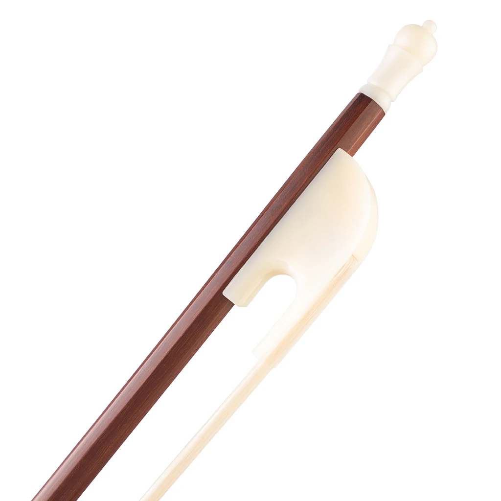 4/4 Brazilwood Violin Bow Ivory Like Frog Elegant Shape Classic Baroque Style Bow Round Stick Straight Selected White Horsehair