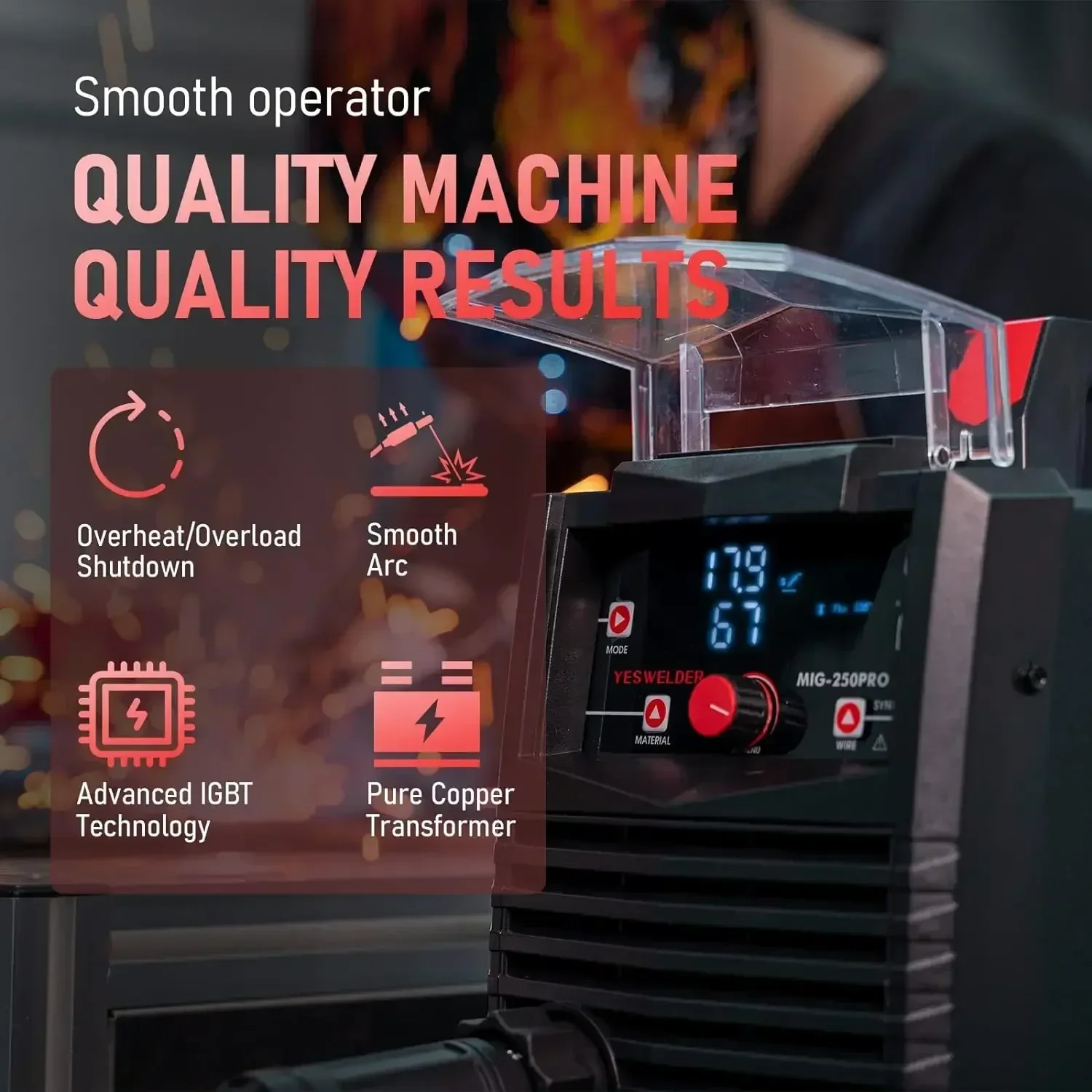 Customizable-MIG-250 PRO Aluminum MIG Welder, 250Amp 220V, Gas MIG Gasless Flux Core Welding Machine MIG/Lift TIG/Stick 4 In 1 W