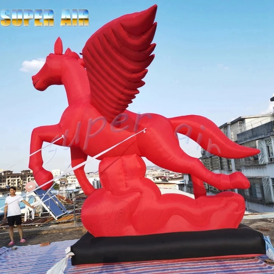 The new year of dragon promotion red inflatable horse with wing for event