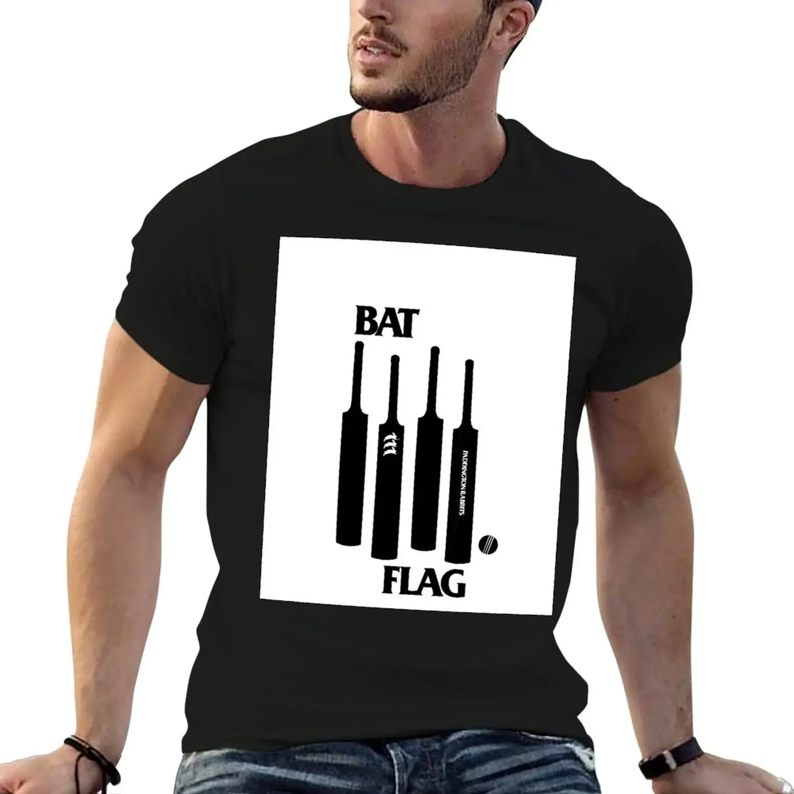 

Bat Flag Paddington Rabbits Hardcore Cricket Logo T-Shirt basketball graphic tees plus sizes vintage funny t shirts men