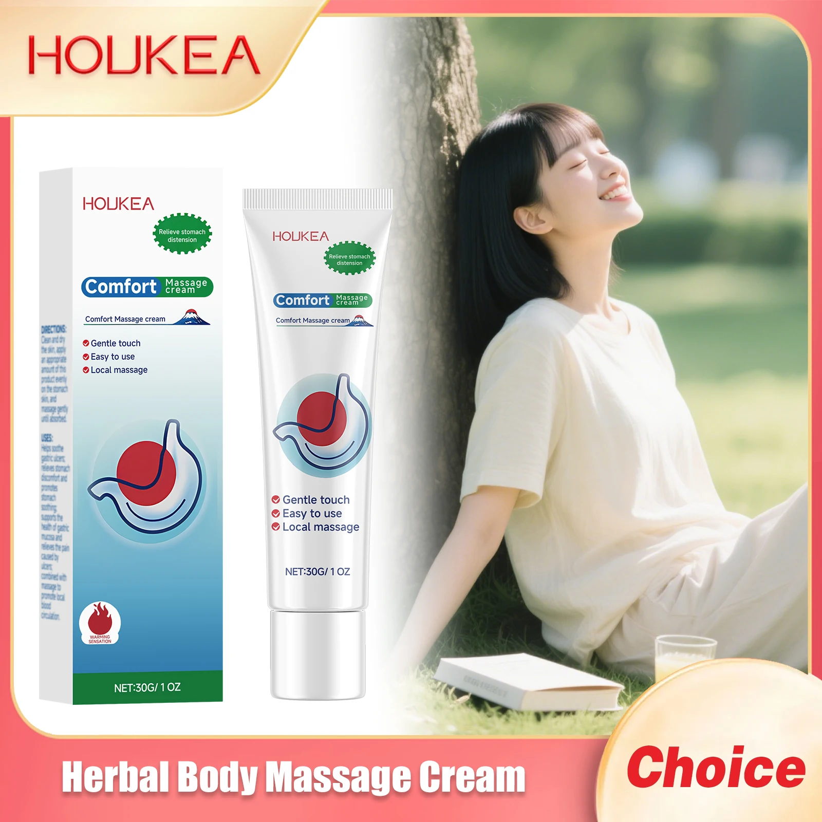 

HOUKEA Herbal Belly Care Cream Deep Hydration Nourishing Massage Skin Brightening Epidermis Relieve Discomfort Body Care Creams