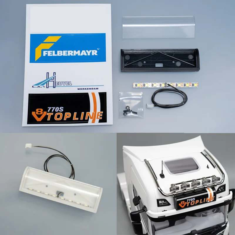 

LED 5V Advertising Light Box Luminous Visor for 1/14 Tamiya RC Truck Tipper SCANIA 770S 56368 Car Accessories Diy