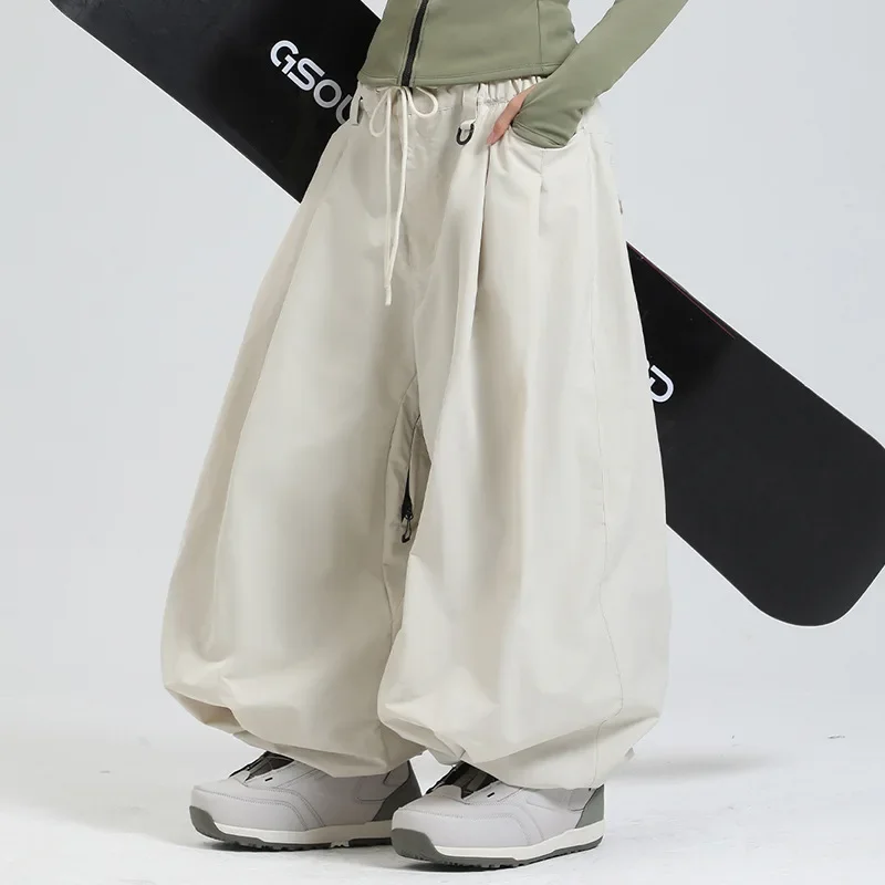 

2025 New Ski Pants Women's Wide Leg Ski Pants Men's Winter Outdoor Double Board Breathable Windproof Warm Loose Ski Pants
