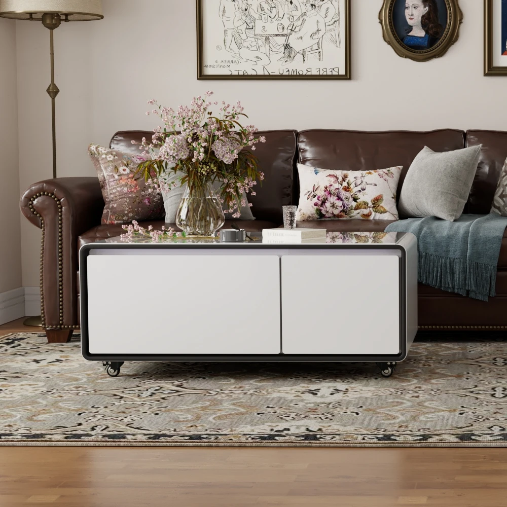 Factory Wholesale Smart Furniture Coffee Table With Cooling Drawer Smart Coffee Table With Wireless Charging