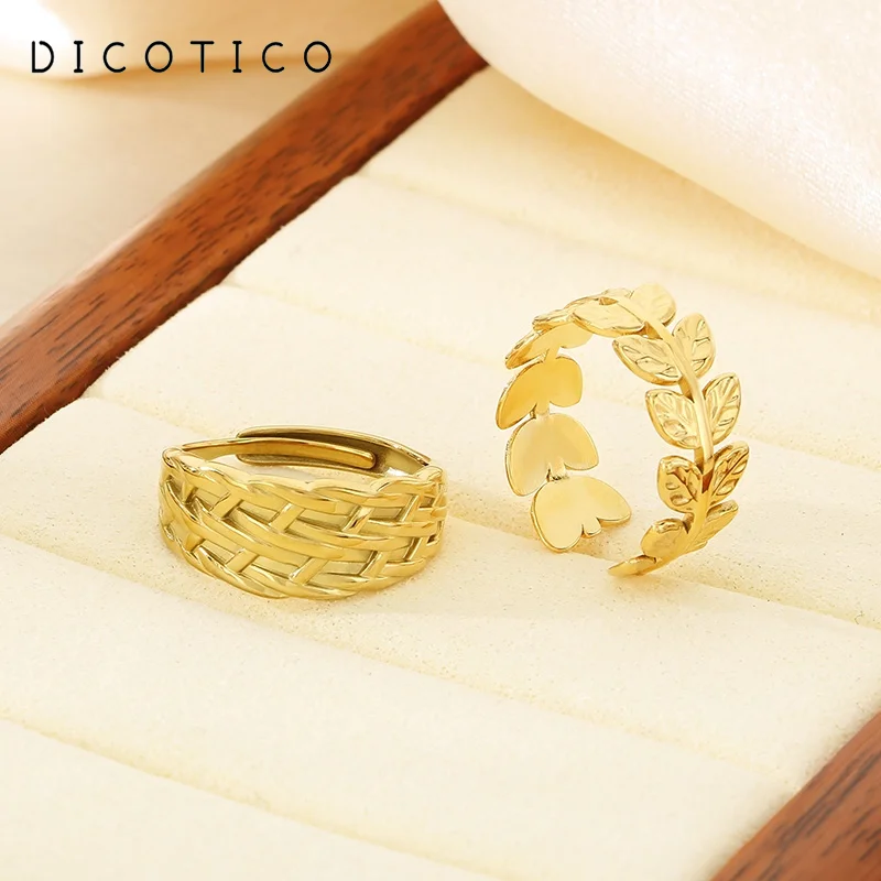 Expansion Stainless Steel Olive Branch Rings For Women Girl Fashion Elegant Gold Silver Color Wedding Party Jewelry Gifts